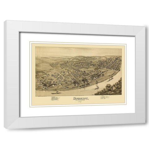 Duquesne Pennsylvania - Fowler 1897 White Modern Wood Framed Art Print with Double Matting by Fowler