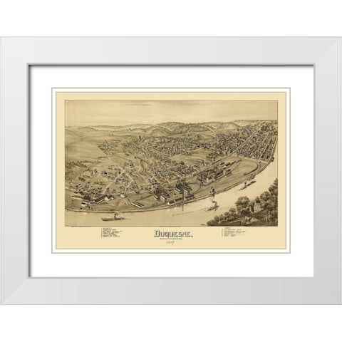 Duquesne Pennsylvania - Fowler 1897 White Modern Wood Framed Art Print with Double Matting by Fowler