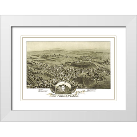 Edwardsville Pennsylvania - Fowler 1892 White Modern Wood Framed Art Print with Double Matting by Fowler