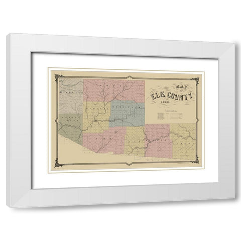 Elk County Pennsylvania - Philed 1855 White Modern Wood Framed Art Print with Double Matting by Philed