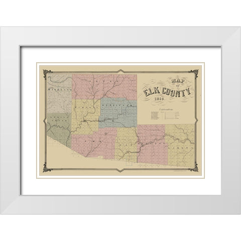Elk County Pennsylvania - Philed 1855 White Modern Wood Framed Art Print with Double Matting by Philed