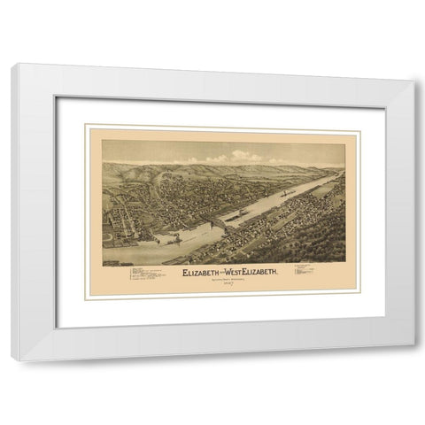 Elizabeth Pennsylvania - Fowler 1897 White Modern Wood Framed Art Print with Double Matting by Fowler