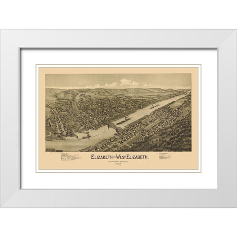 Elizabeth Pennsylvania - Fowler 1897 White Modern Wood Framed Art Print with Double Matting by Fowler