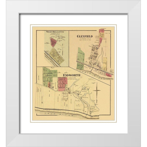 Emsworth, Glenfield Pennsylvania Landowner White Modern Wood Framed Art Print with Double Matting by Hayes