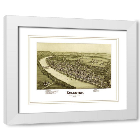 Emlenton Pennsylvania - Fowler 1897 White Modern Wood Framed Art Print with Double Matting by Fowler