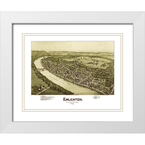 Emlenton Pennsylvania - Fowler 1897 White Modern Wood Framed Art Print with Double Matting by Fowler