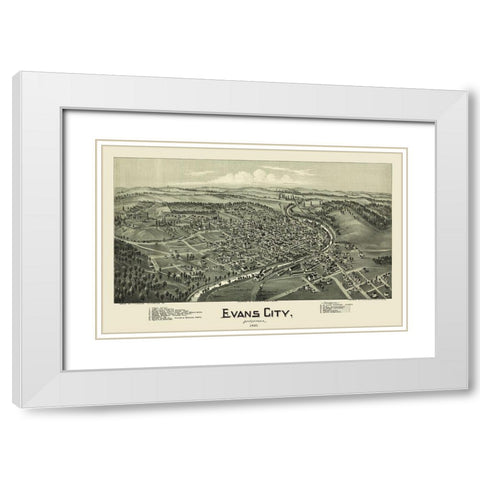 Evans City Pennsylvania - Fowler 1900 White Modern Wood Framed Art Print with Double Matting by Fowler