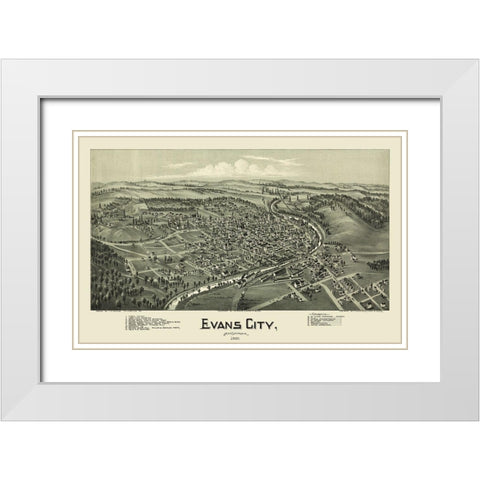Evans City Pennsylvania - Fowler 1900 White Modern Wood Framed Art Print with Double Matting by Fowler
