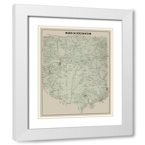 Farmington Pennsylvania Landowner - Caldwell 1877 White Modern Wood Framed Art Print with Double Matting by Caldwell