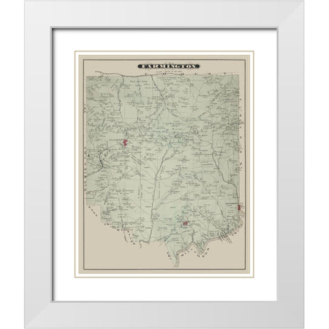 Farmington Pennsylvania Landowner - Caldwell 1877 White Modern Wood Framed Art Print with Double Matting by Caldwell