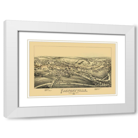 Factoryville Pennsylvania - Fowler 1891 White Modern Wood Framed Art Print with Double Matting by Fowler