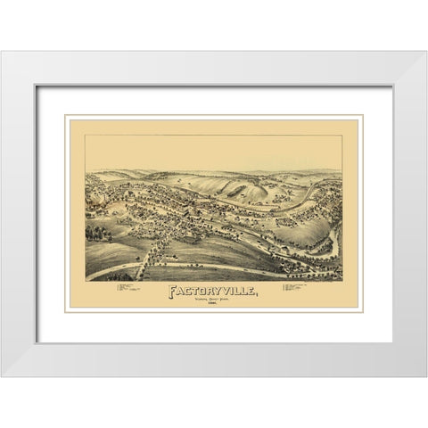 Factoryville Pennsylvania - Fowler 1891 White Modern Wood Framed Art Print with Double Matting by Fowler