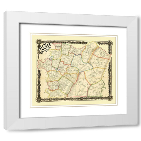 Fayette County Pennsylvania - 1858 White Modern Wood Framed Art Print with Double Matting by Unknown