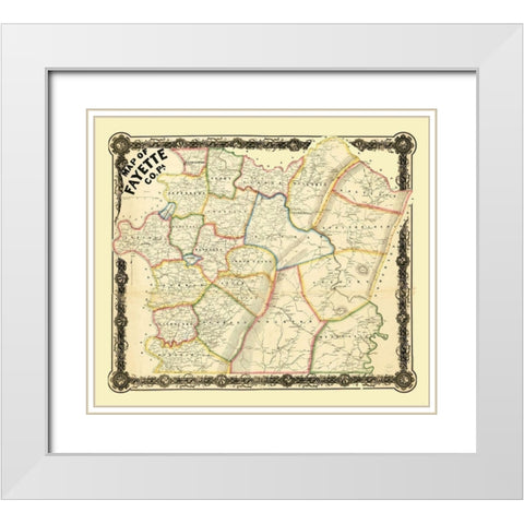 Fayette County Pennsylvania - 1858 White Modern Wood Framed Art Print with Double Matting by Unknown