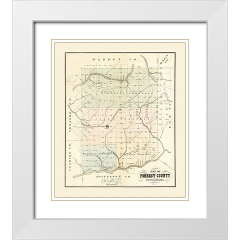 Forest County Pennsylvania - Barnes 1858 White Modern Wood Framed Art Print with Double Matting by Barnes