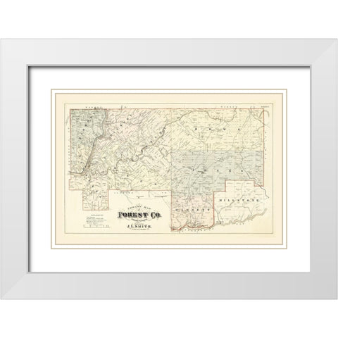 Forest County Pennsylvania - Smith 1876 White Modern Wood Framed Art Print with Double Matting by Smith