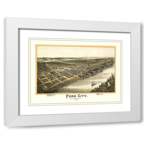 Ford City Pennsylvania - Fowler 1896 White Modern Wood Framed Art Print with Double Matting by Fowler
