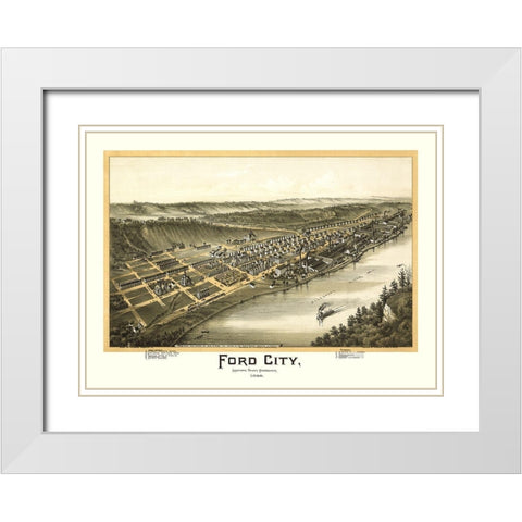 Ford City Pennsylvania - Fowler 1896 White Modern Wood Framed Art Print with Double Matting by Fowler