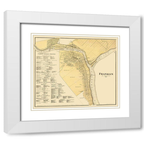 Franklin Pennsylvania - Mayer 1865 White Modern Wood Framed Art Print with Double Matting by Mayer