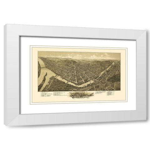 Franklin Pennsylvania - Fowler 1901 White Modern Wood Framed Art Print with Double Matting by Fowler