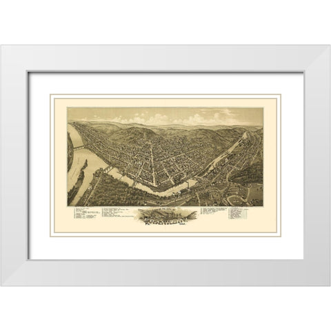 Franklin Pennsylvania - Fowler 1901 White Modern Wood Framed Art Print with Double Matting by Fowler