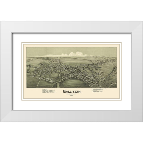 Gallitzin Pennsylvania - Fowler 1901 White Modern Wood Framed Art Print with Double Matting by Fowler