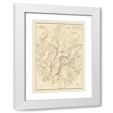 Gettysburg Battlefield Pennsylvania - Warren 1863 White Modern Wood Framed Art Print with Double Matting by Warren