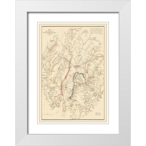 Gettysburg Battlefield Pennsylvania - Warren 1863 White Modern Wood Framed Art Print with Double Matting by Warren