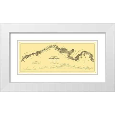 Gettysburg Railroad - Campbell 1839 White Modern Wood Framed Art Print with Double Matting by Campbell
