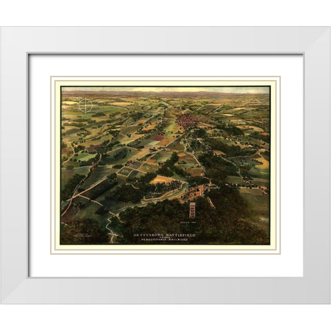 Gettysburg Region Pennsylvania -1913 White Modern Wood Framed Art Print with Double Matting by Unknown