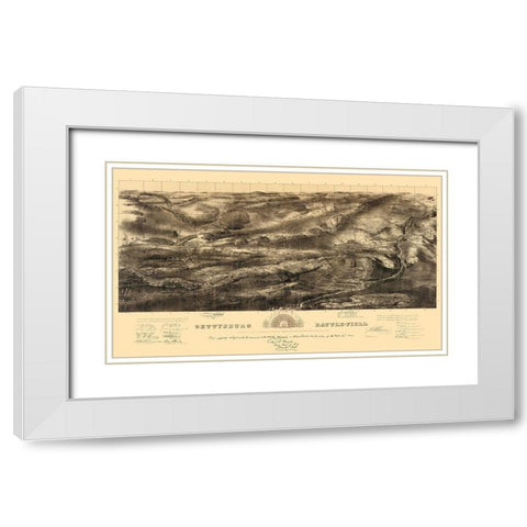 Gettysburg Pennsylvania - Badulder 1863 White Modern Wood Framed Art Print with Double Matting by Badulder