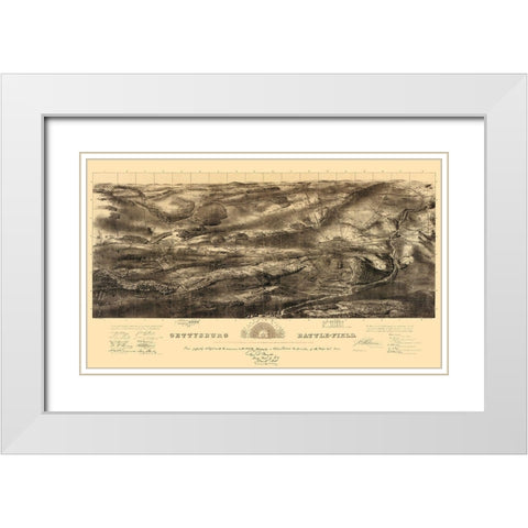 Gettysburg Pennsylvania - Badulder 1863 White Modern Wood Framed Art Print with Double Matting by Badulder