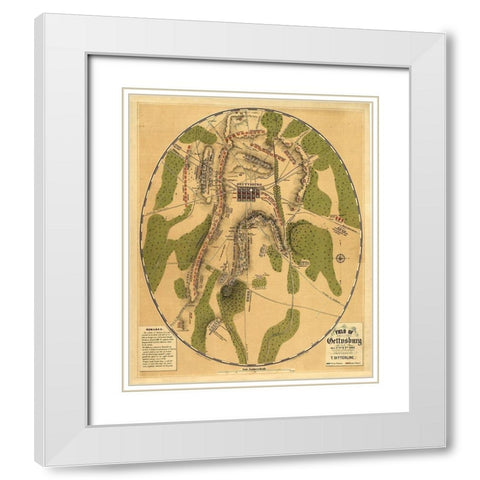 Gettysburg Pennsylvania - Ditterline 1863 White Modern Wood Framed Art Print with Double Matting by Ditterline