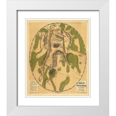 Gettysburg Pennsylvania - Ditterline 1863 White Modern Wood Framed Art Print with Double Matting by Ditterline