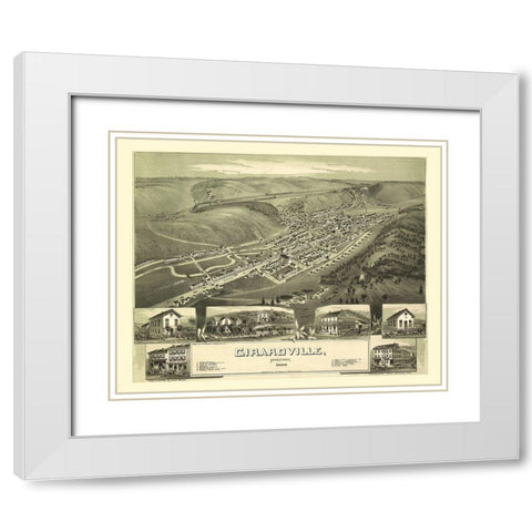Girardville Pennsylvania - Fowler 1889 White Modern Wood Framed Art Print with Double Matting by Fowler
