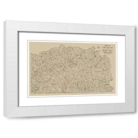 Greene County Pennsylvania - Rainey 1897 White Modern Wood Framed Art Print with Double Matting by Rainey