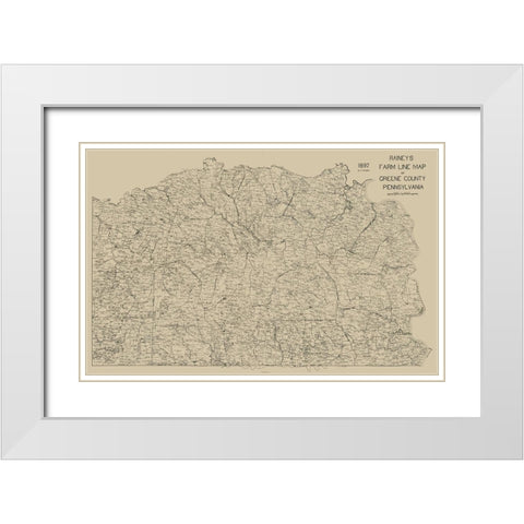 Greene County Pennsylvania - Rainey 1897 White Modern Wood Framed Art Print with Double Matting by Rainey