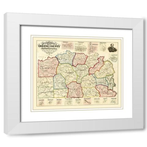 Greene County Pennsylvania - McConnell 1865 White Modern Wood Framed Art Print with Double Matting by McConnell