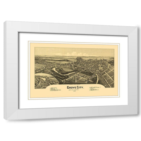 Grove City Pennsylvania - Fowler 1901 White Modern Wood Framed Art Print with Double Matting by Fowler