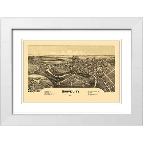 Grove City Pennsylvania - Fowler 1901 White Modern Wood Framed Art Print with Double Matting by Fowler