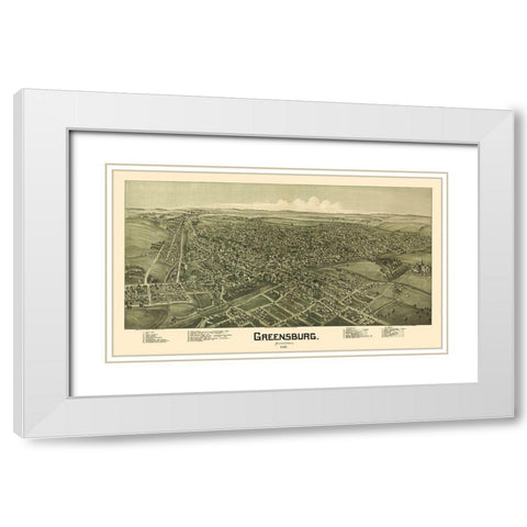 Greensburg Pennsylvania - Fowler 1901 White Modern Wood Framed Art Print with Double Matting by Fowler