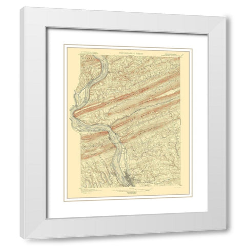 Harrisburg Pennsylvania Quad - USGS 1899 White Modern Wood Framed Art Print with Double Matting by USGS