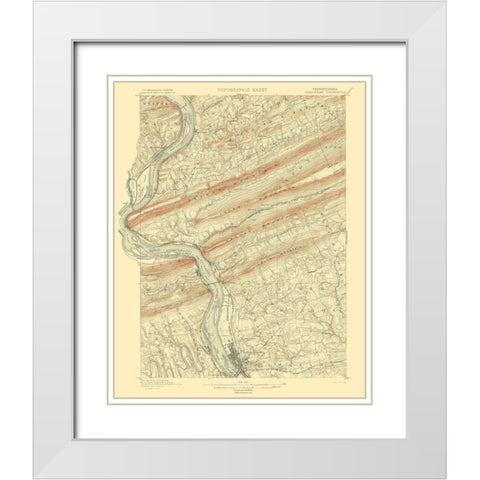 Harrisburg Pennsylvania Quad - USGS 1899 White Modern Wood Framed Art Print with Double Matting by USGS