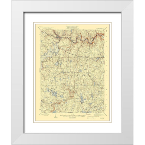 Hawley Pennsylvania Quad - USGS 1938 White Modern Wood Framed Art Print with Double Matting by USGS