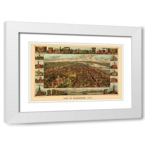 Harrisburg Pennsylvania - Williams 1855 White Modern Wood Framed Art Print with Double Matting by Williams
