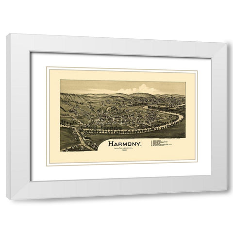 Harmony Pennsylvania - Fowler 1901 White Modern Wood Framed Art Print with Double Matting by Fowler