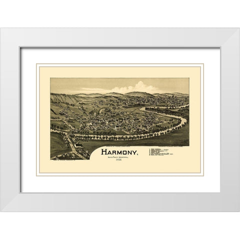 Harmony Pennsylvania - Fowler 1901 White Modern Wood Framed Art Print with Double Matting by Fowler