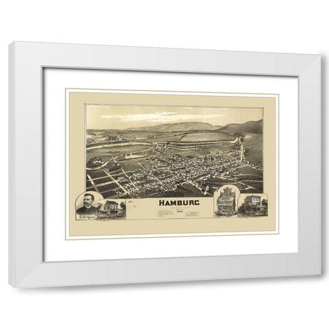 Hamburg Pennsylvania - Fowler 1889 White Modern Wood Framed Art Print with Double Matting by Fowler