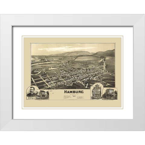 Hamburg Pennsylvania - Fowler 1889 White Modern Wood Framed Art Print with Double Matting by Fowler