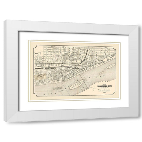 Harrisburg Pennsylvania - Boyd 1880 White Modern Wood Framed Art Print with Double Matting by Boyd